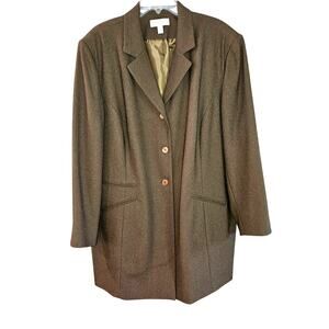 Dressbarn Woman Vintage Brown Single Breasted Tailored Blazer Over Coat Plus 24W